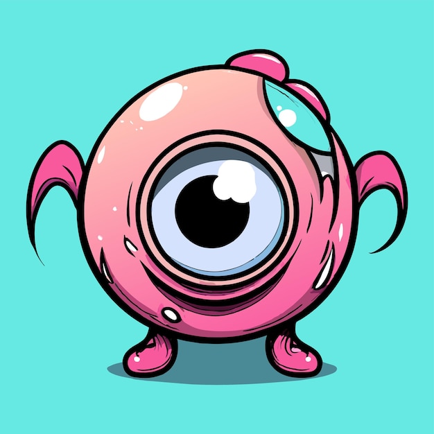 Vecteur bulle oculaire dessiné à la main plat mascotte élégante dessin de personnage de dessin animé autocollant concept d'icône isolé