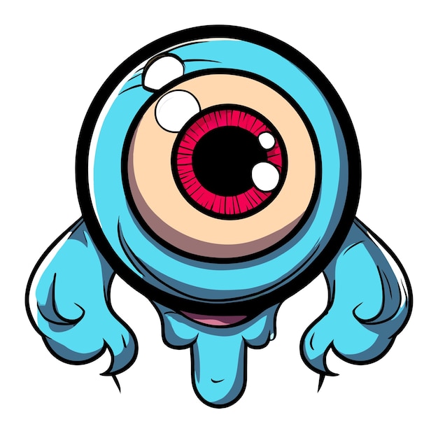 Vecteur bulle oculaire dessiné à la main plat mascotte élégante dessin de personnage de dessin animé autocollant concept d'icône isolé