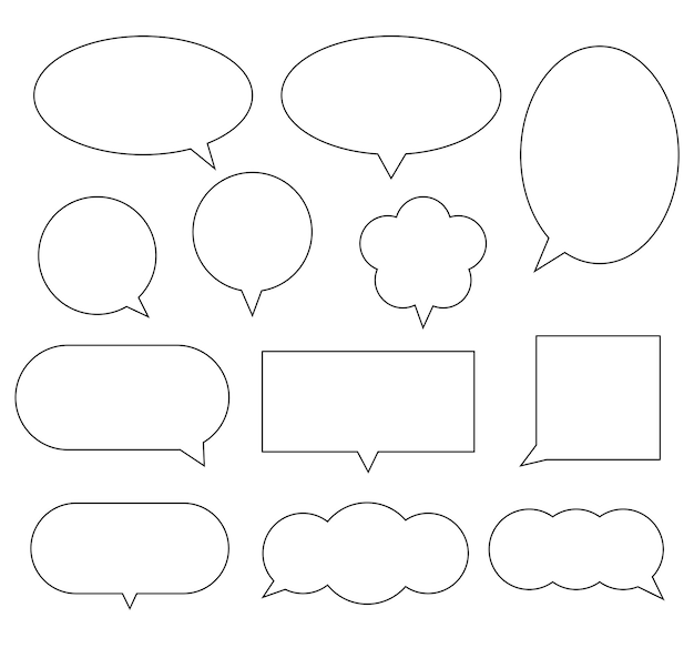 Bulle de parole avec différentes formes Boîte de message pour parler parler penser et décrire