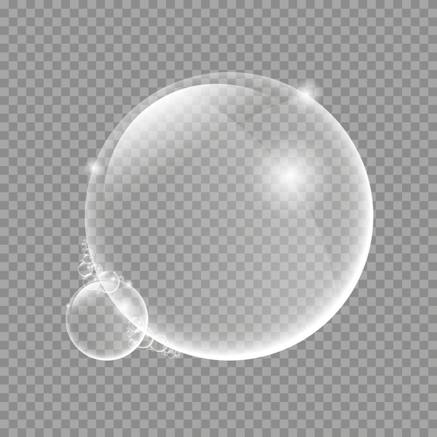 Bulles d'air sous l'eau sur un fond transparent. Bulles de savon