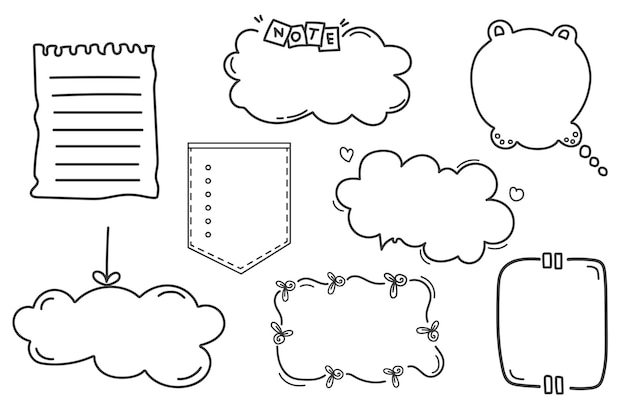 Vecteur bulles de citation pour le vecteur de discours de texte éléments de conception dessinés à la main isolés sur fond blanc pour l'illustration vectorielle infographique