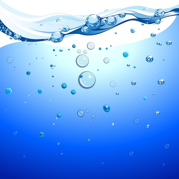 des bulles d'eau sous l'eau des vagues bleues liquides