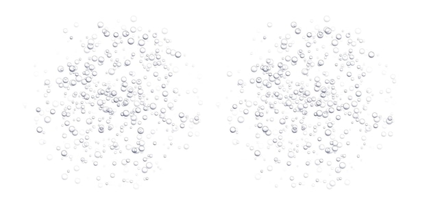 Vecteur bulles pétillantes sous-marines soda ou champagne boisson gazeuse eau pétillante isolée sur fond blanc