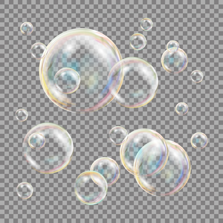 Vecteur bulles de savon 3d transparentes
