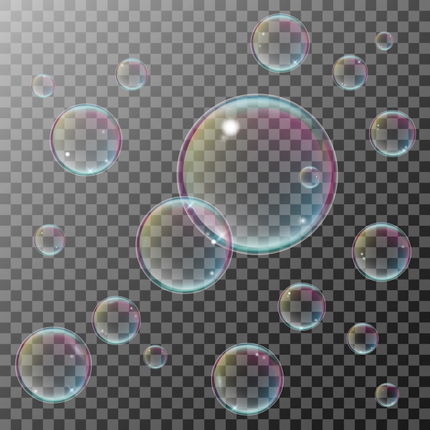 Vecteur bulles de savon transparentes