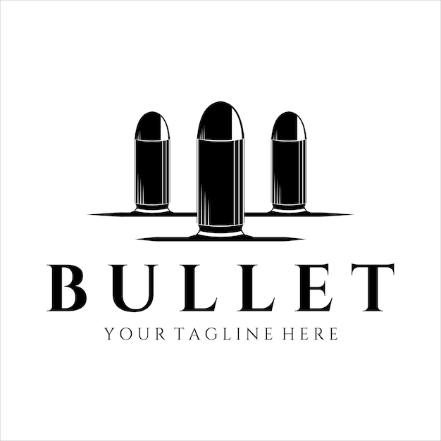 Bullet Ammo Vintage Vector Logo Illustration Template Design Armée Et équipement Militaire Pour La Guerre Ou Le Pistolet Logo Concept Vector Design