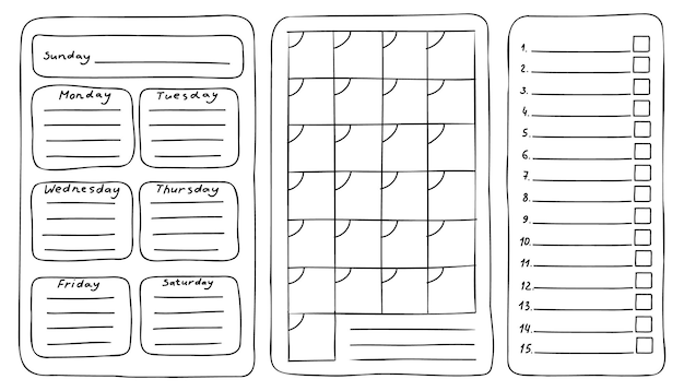 Modèle Mensuel Hebdomadaire Quotidien De Liste De Planificateur Todo. Page  D'organisateur D'affaires. Ensemble De Feuilles De Papi Illustration de  Vecteur - Illustration du datte, blanc: 187387892