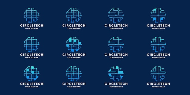 Bundle Cercle Abstrait Technologie Concept Logo Design Dot Connexion