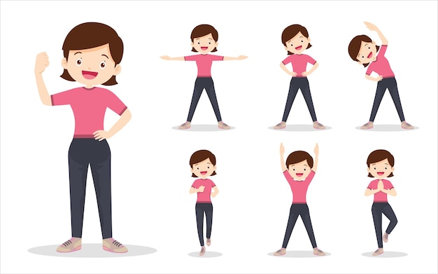 Bundle ensemble de femme sur l'exercice de diverses actions