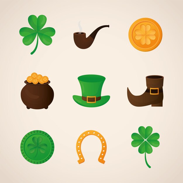 Bundle of patricks day icônes illustration