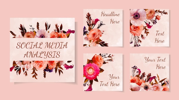 Bundle Story Kit Ensemble d'histoires de fleurs florales sur les médias sociaux Instagram