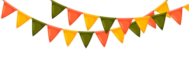 Bunting de Thanksgiving. Guirlande drapeau orange, vert et jaune. Décoration de fête des vacances d'automne