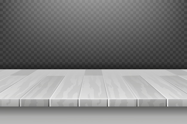 Bureau en bois blanc, surface de la table en perspective