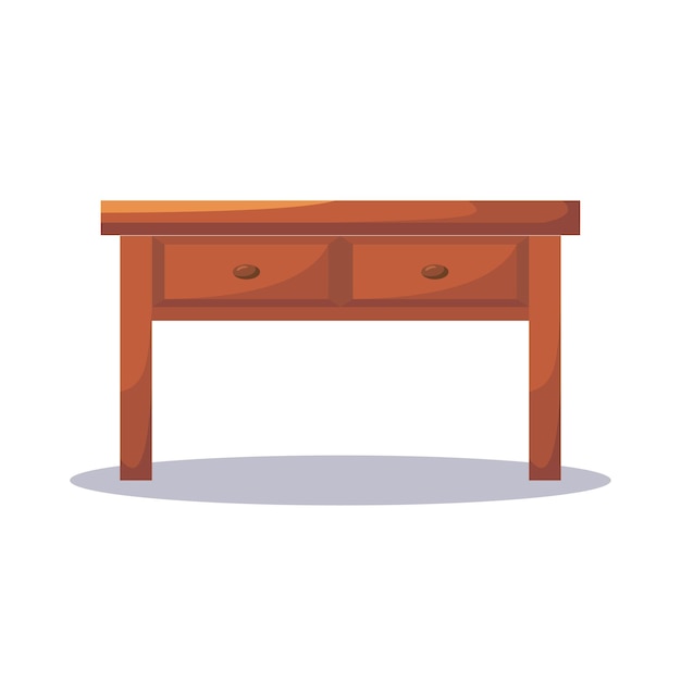 Bureau en bois simple avec tiroirs à vecteur plat