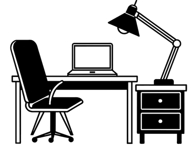 bureau de bureau avec ordinateur portable et lampe