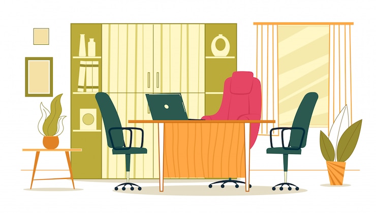 Vecteur bureau chef de l'intérieur de l'entreprise