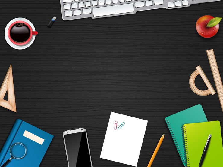 Vecteur bureau et espace de travail réalistes