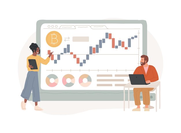 Le Bureau De Négociation De Crypto-monnaies Est Une Illustration Vectorielle Du Concept Isolé De La Plateforme De Futures Bitcoin Crypto