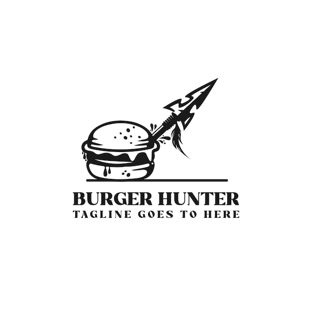 Vecteur burger and spear un concept de logo unique adapté à votre marque de restaurant alimentaire