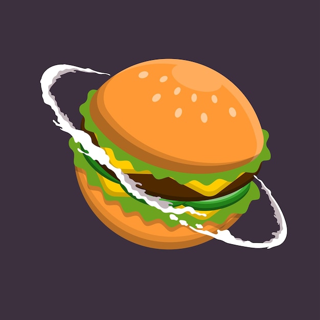 Burger Au Fromage De Planète Avec Illustration De Carton De Mayonnaise