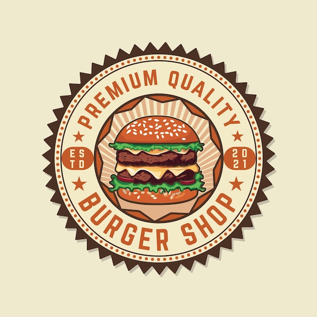 Burger badge vintage logo de restauration rapide ensemble Bistro snack bar restaurant de rue icônes de dîner