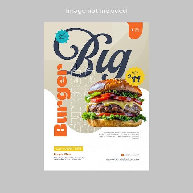 Burger Flyer une affiche pour un grand hamburger avec une image d'un hamburger dessus