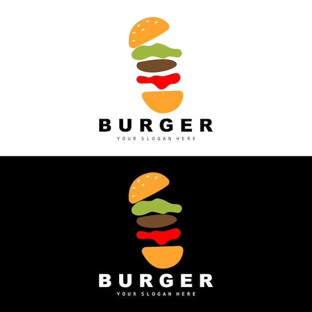 Burger Logo Fast Food Design Pain Et Légumes Vecteur Fast Food Restaurant Marque Icône Illustration