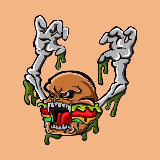 burger de personnage de zombies en colère