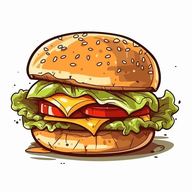 Burger Plat Vector Illustration Burger Main Dessin Isolé Illustration Vectorielle