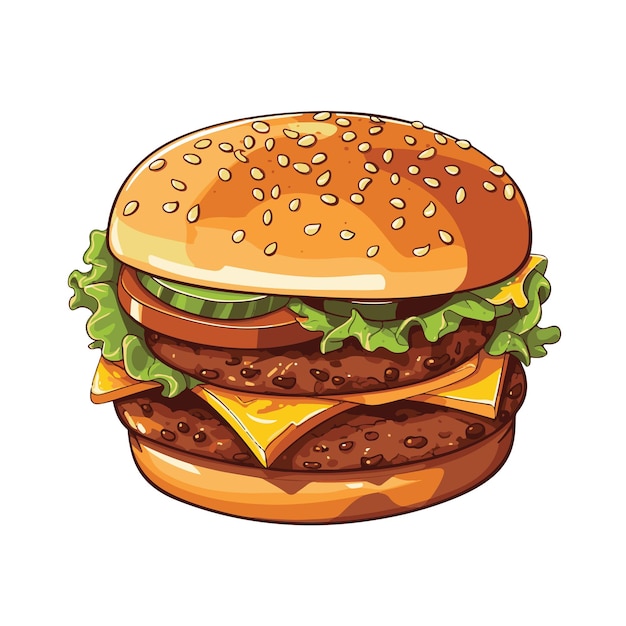 Burger Restauration Rapide Croquis Dessinés à La Main Conception D'illustration Vectorielle