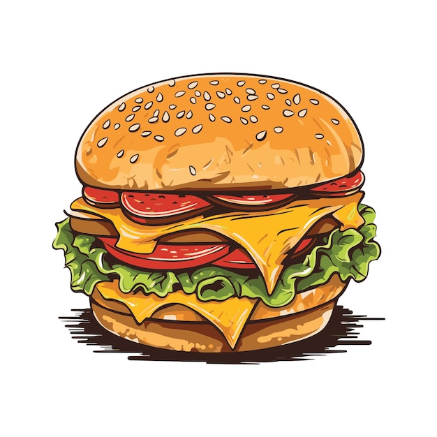 Burger restauration rapide croquis dessinés à la main conception d'illustration vectorielle