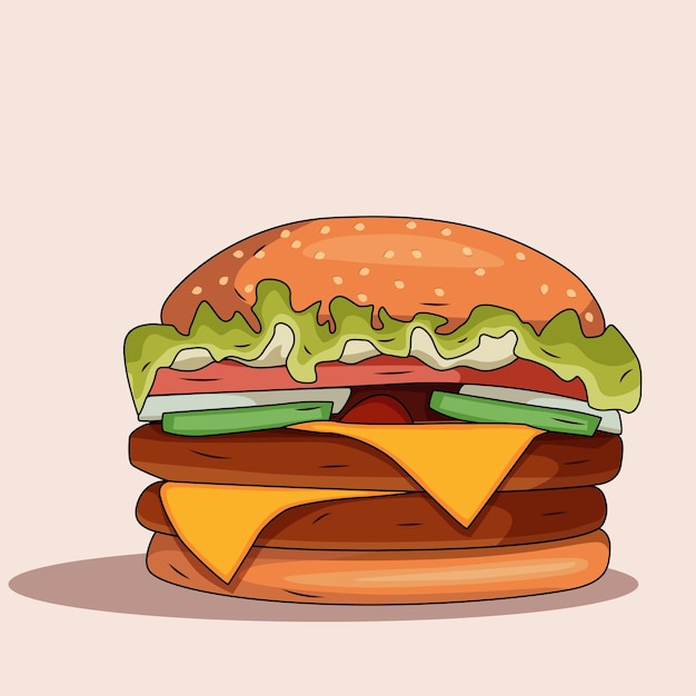 Burger savoureux avec de la viande. Objet isolé de vecteur