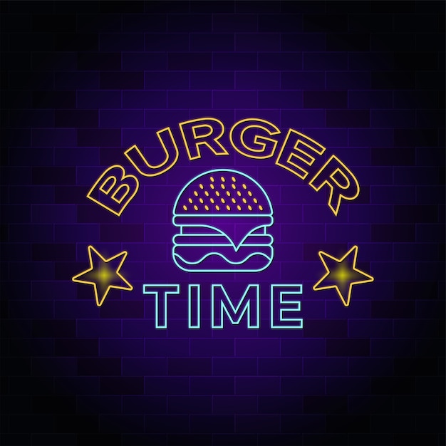 Burger Time Hotel And Restaurant Neon Banner - Enseigne Au Néon