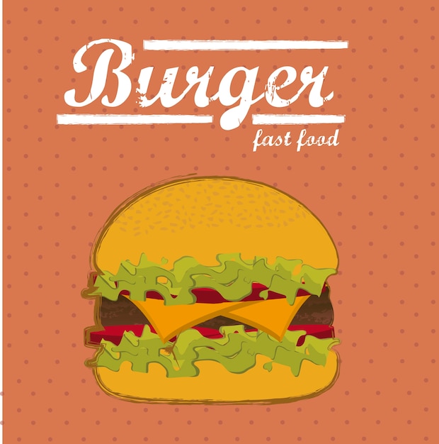 burger à la viande sur illustration vectorielle fond vintage