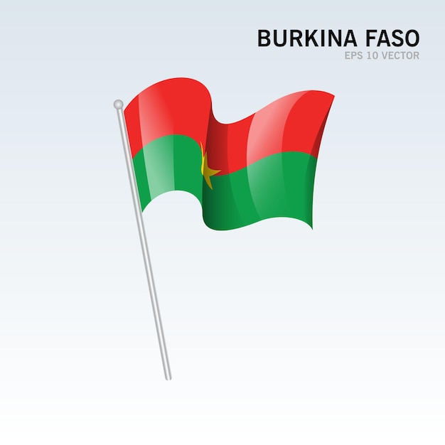 Vecteur burkina faso, agitant le drapeau isolé sur gris