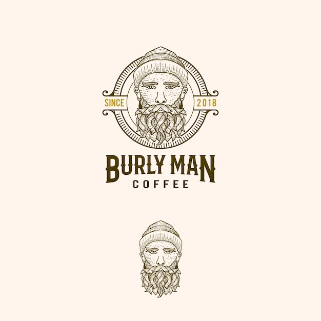 Vecteur burlyman café vintage logo