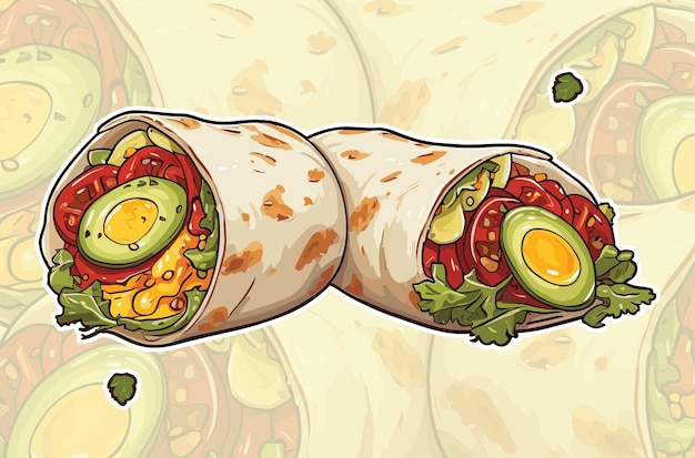 Burritos Délicieux Petit Déjeuner Vectoriel