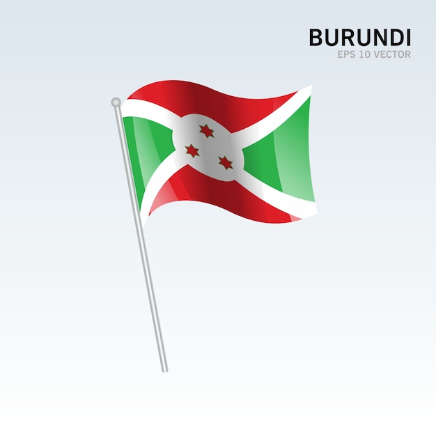 Burundi Agitant Le Drapeau Isolé Sur Fond Gris