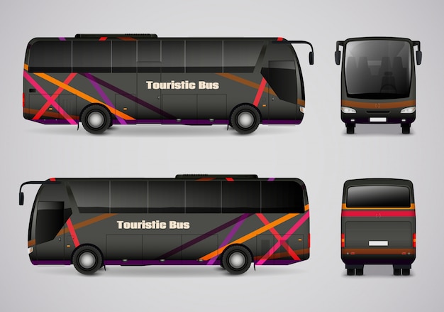 Vecteur bus touristique de tous les côtés