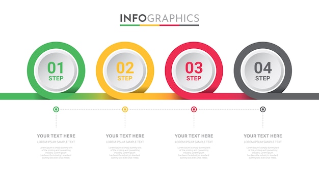 Business Info-graphic Template Avec Conception En 4 étapes.