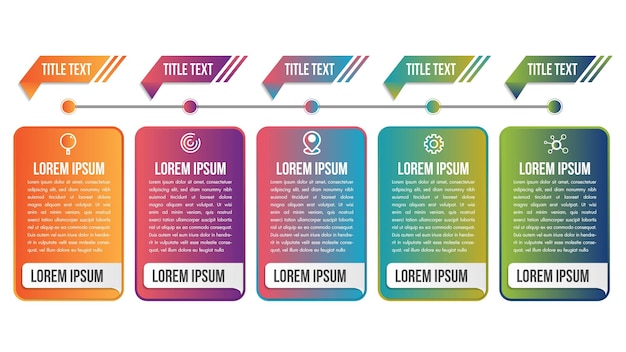 Vecteur business infographic modèle de conception de route avec des icônes pointeur d'épingle coloré et 5 options de chiffres peut être utilisé pour les présentations de processus diagramme de mise en page de flux de travail bannière