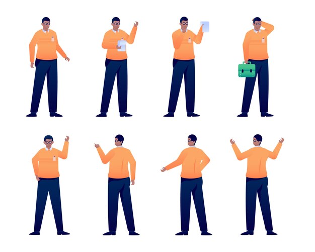 Business Man Character Set Modern Gradient Color