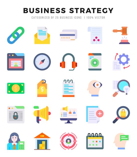 Business Strategy Icon Bundle 25 icônes pour les sites Web et les applications