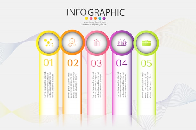 Business Template 5 élément Ou étapes élément De Graphique Infographique.