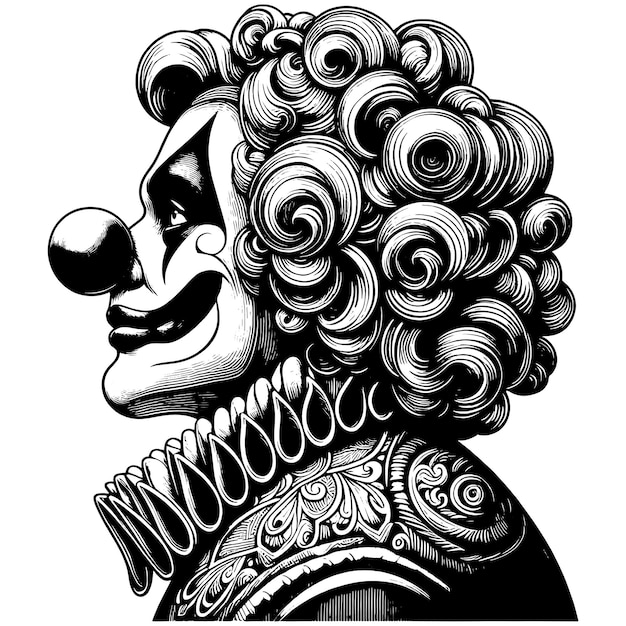 Buste De Clown D'un Acteur Dessiné à La Main Gravure Style Tableau De Croquis Imitation Vectorielle Générative Ai