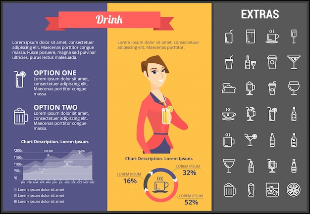 Buvez Le Modèle Infographique, Des éléments Et Des Icônes