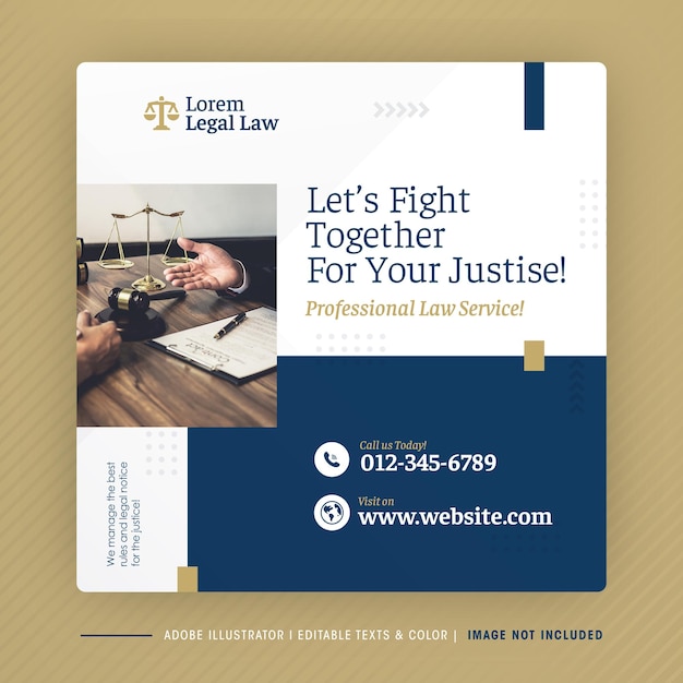 Cabinet d'avocats Social Media Post Design ou Law and Justice Web Banner Design ou Legal web template