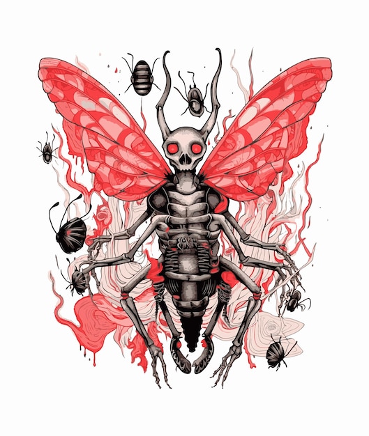 cabinet de curiosité horreur insecte illustration vectorielle fée sull créature fantastique design grunge
