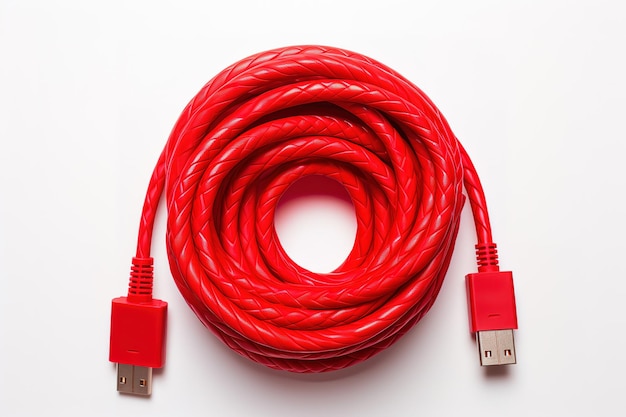 Le Câble De Charge Usb-c Rouge Enroulé