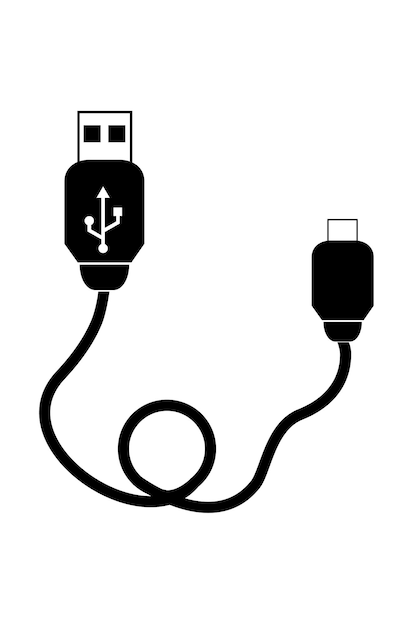 Câble USB vectoriel simple isolé sur blanc